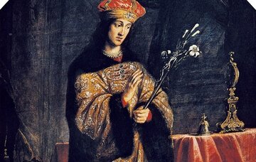 Święty Kazimierz na&nbsp;obrazie Daniela Schultza (fragment)