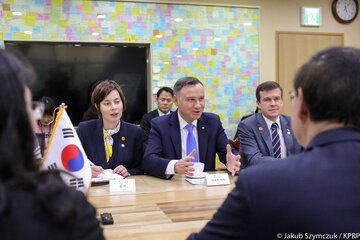 Spotkanie Prezydenta Andrzeja Dudy z Burmistrzem Seulu Park Won-soonem. 
