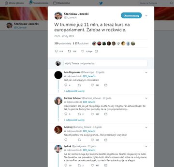 Komentarze pod&nbsp;wpisem Stanisława Janeckiego