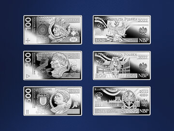 Polskie banknoty obiegowe &ndash; zestaw srebrnych monet kolekcjonerskich NBP