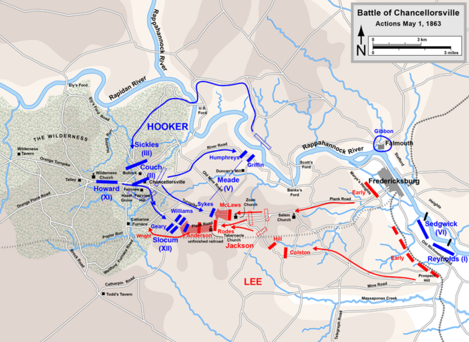 Bitwa pod Chancellorsville – sytuacja 1 maja