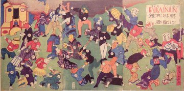 Alegoria "Walka starego z&nbsp;nowym", Japonia około 1870