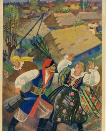 Śmigus-Dyngus. Poczt&oacute;wka W. Boratyńskiego