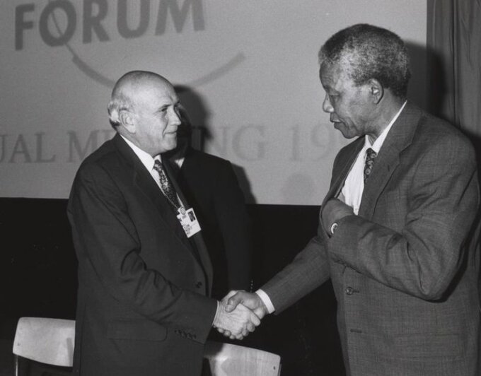 Prezydent RPA Frederik de Klerk i Nelson Mandela, 1992 rok