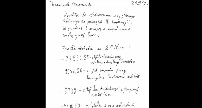 Korekta do&nbsp;oświadczenia majątkowego Franciszka Sterczewskiego