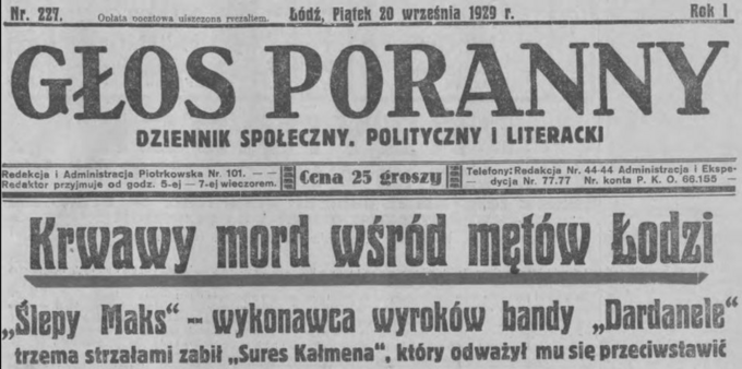 "Głos Poranny" pisze o Menachemie Bornsztajnie "Ślepym Maksie"