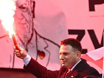Sławomir Mentzen przed rozpoczęciem Marszu Niepodległości