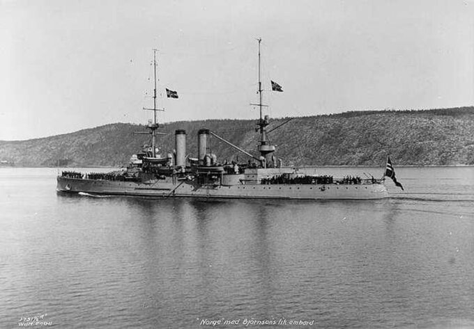 Pancernik Norge w 1910 roku.