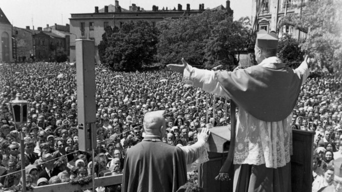 Kardynał Stefan Wyszyński podczas obchodów Tysiąclecia Chrztu Polski w Lublinie, 5 czerwca 1966 r.