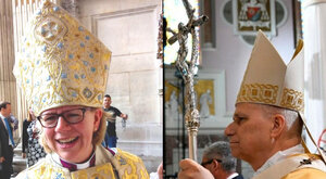 Miniatura: Papież i arcybiskupa budują królestwo...