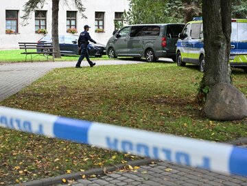 Policja na&nbsp;miejscu ataku w&nbsp;Jarosławiu