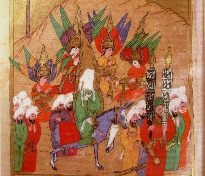 Mahomet powraca do Mekki – miniatura z Siyer-i Nebi. Zbiory Biblioteki Pałacu Topkapı
