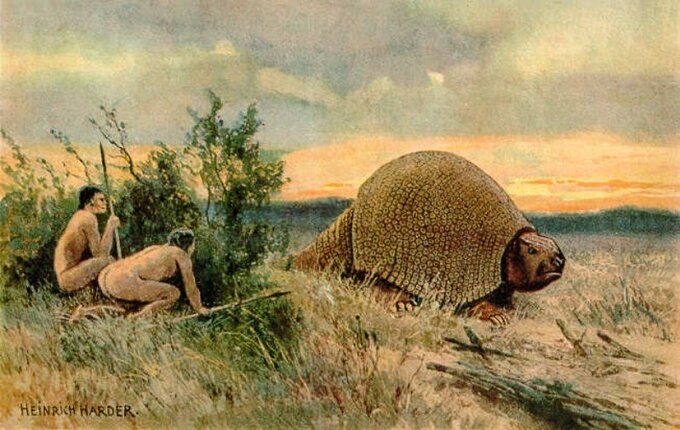 Przodkowie wsp&oacute;łczesnego człowieka polujący na&nbsp;glyptodona