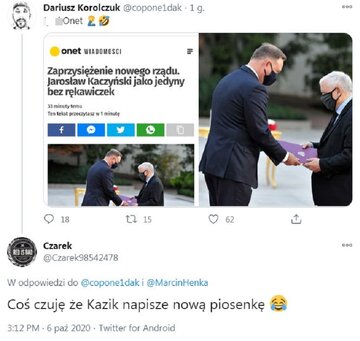 Serwis Onet relacjonując uroczyste zaprzysiężenie rządu zwr&oacute;cił uwagę na&nbsp;brak rękawiczek u&nbsp;jednego z&nbsp;wicepremier&oacute;w.