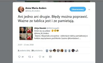 Zrzut ekranu z konta Anny Marii Anders 