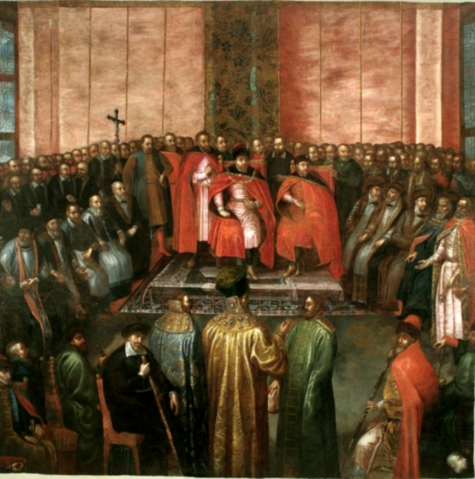 Tomasz Dolabella, Stanisław Żółkiewski przedstawia królowi Zygmuntowi III i królewiczowi Władysławowi na sejmie 1611 r. pojmanych carów Szujskich