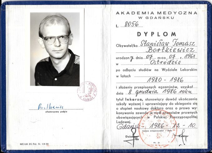 Dyplom Stanisława Bortkiewicza