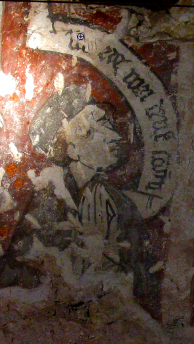 Domniemany wizerunek Jana Długosza na fresku z końca XV wieku w Domu Długosza w Wiślicy