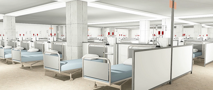 Wizualizacja szpitala tymczasowego na&nbsp;Stadionie Narodowym