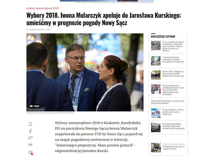 Zrzut strony z krakow.wyborcza.pl