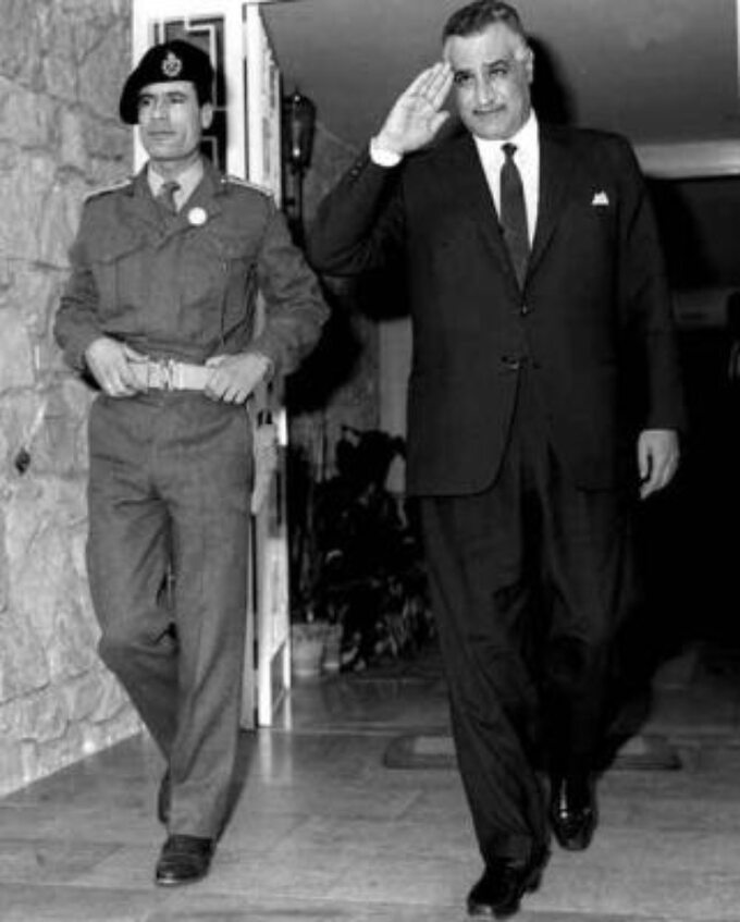 Muammar Kaddafi (przywódca Libii) i Gamal Naser (prezydent Egiptu)