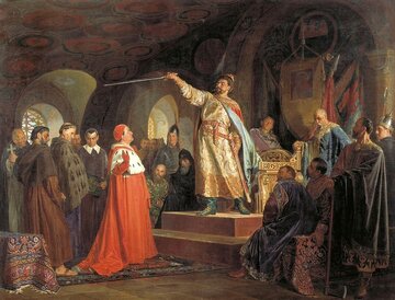 Roman Halicki przyjmuje nuncjusza papieskiego, obraz pędzla Nikołaja Newrewa z&nbsp;1875