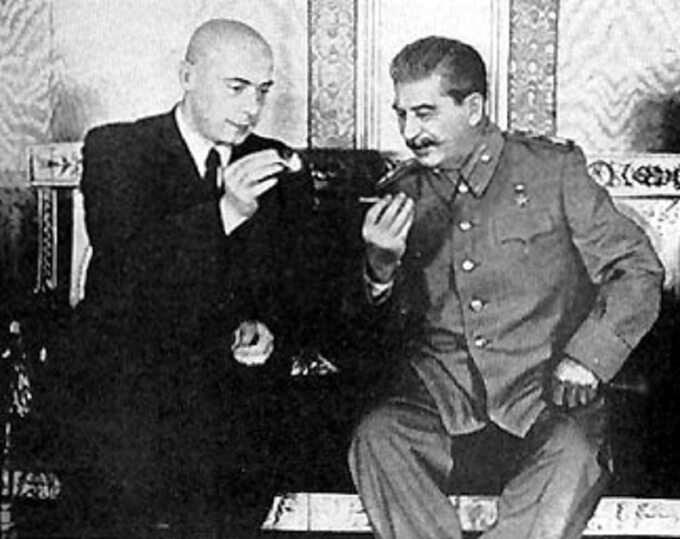 Józef Cyrankiewicz i Józef Stalin, 1947 rok.