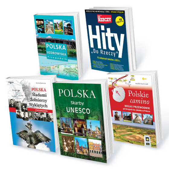 Oferta „Polska – pakiet przewodników” – Roczny pakiet subskrypcji: Do Rzeczy + Historia Do Rzeczy z 5 ebookami „Polskie Camino. Przewodnik po drogach św. Jakuba w Polsce”, „Polska. Skarby Unesco”, „Polska. Uzdrowiska. Przewodnik”, „Polska. Śladami Żołnierzy Wyklętych. Przewodnik”, „Hity Do Rzeczy” 2013 – 2023.