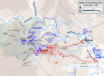 Bitwa pod&nbsp;Chancellorsville &ndash; sytuacja 1&nbsp;maja