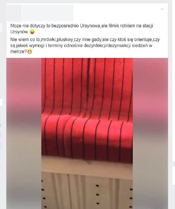 Pluskwy w siedzeniach? Niepokojące nagranie z warszawskiego metra