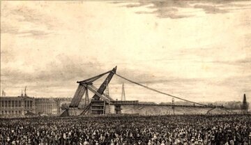 Posadowienie obelisku w&nbsp;Paryżu, 1830 roku. Byl to&nbsp;dar egipskiego wicekr&oacute;la dla&nbsp;Francji
