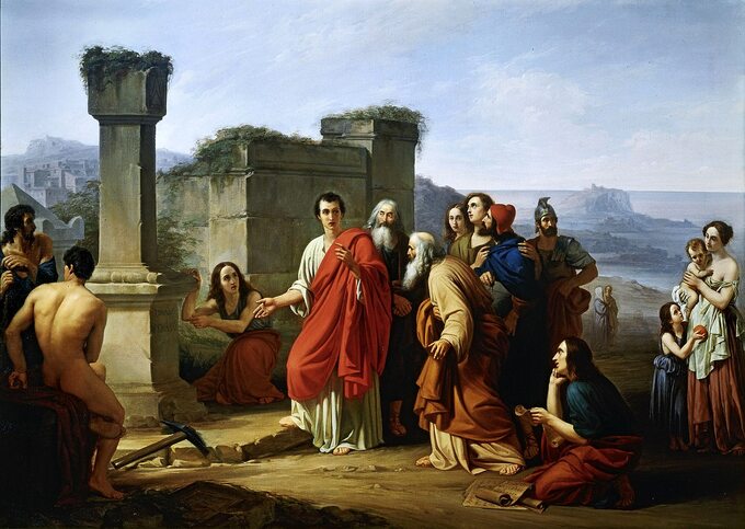 Cyceron na Sycylii odkrywa grób Archimedesa. Obraz olejny z XIX wieku, Paolo Barbotti