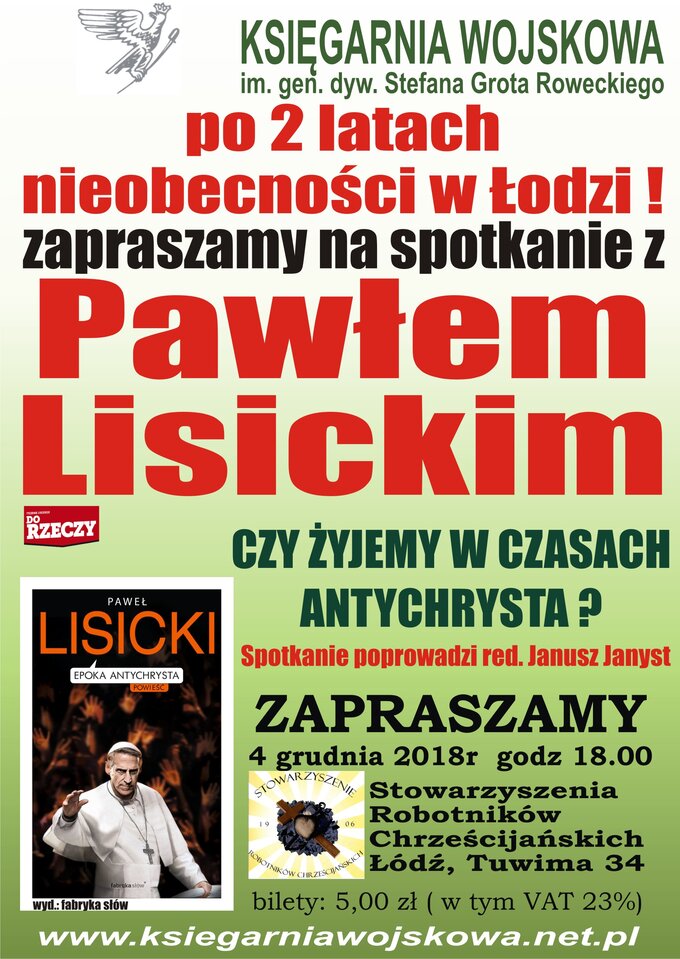 Spotkanie z&nbsp;Pawłem Lisickim. "Czy żyjemy w&nbsp;czasach Antychrysta?"