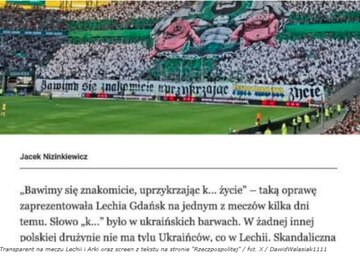 Baner Lechii Gdańsk na&nbsp;meczu z&nbsp;Arką Gdynia i&nbsp;screen ze&nbsp;strony Rzeczpospolitej