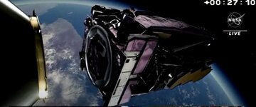 Kosmiczny Teleskop Jamesa Webba chwilę po&nbsp;odłączeniu od&nbsp;rakiety Ariane 5