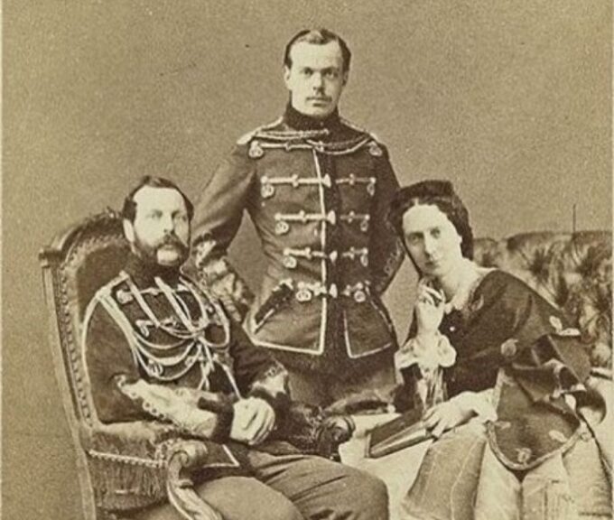 Car Aleksander II Romanow z synem Aleksandrem i żoną Marią Aleksandrowną