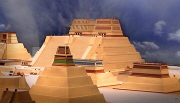 Makieta świątyni azteckiej Templo Mayor w&nbsp;dawnym Tenōchtitlan (Mexico City)