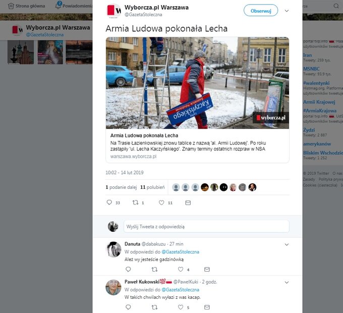 Część komentarzy pod&nbsp;wpisem "Gazety Stołecznej"