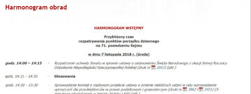 Harmonogram obrad Sejmu 7&nbsp;listopada