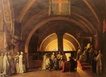 Wyświęcenie Jakuba de Molay w&nbsp;1265 roku na&nbsp;templariusza
