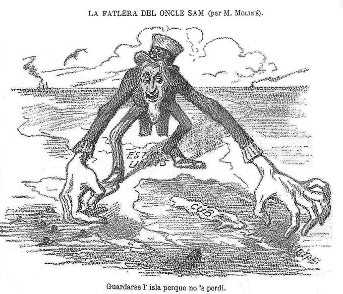 Karykatura hiszpańska z czasu wojny między Hiszpanią a USA