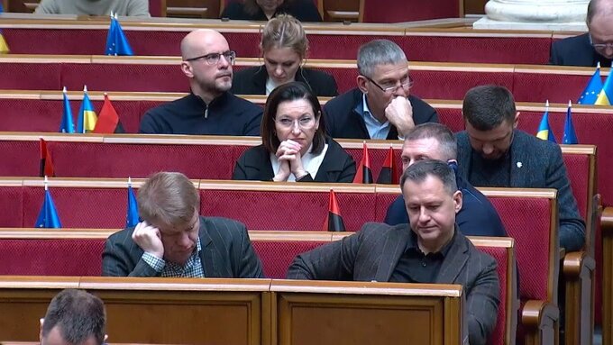 Ukraińscy deputowani podczas przem&oacute;wienia Włodzimierza Czarzastego w&nbsp;Radzie Najwyższej Ukrainy