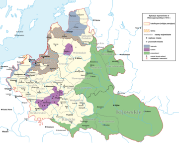 Wyznania w&nbsp;Polsce  (1573) -&nbsp;mapa