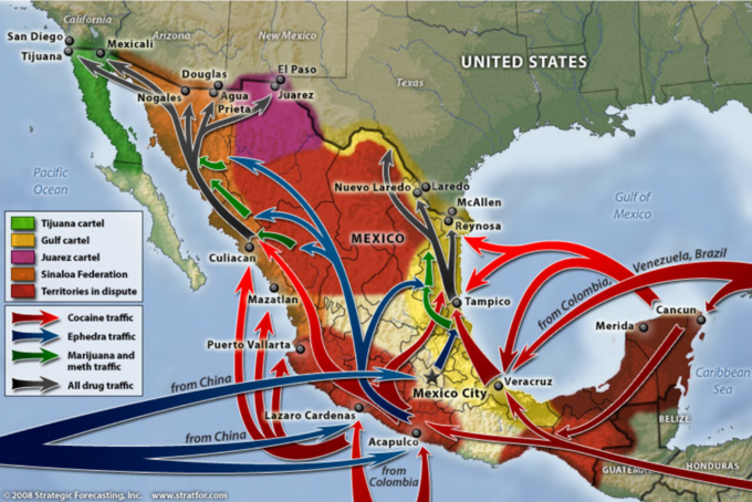 Mapa karteli narkotykowych w Meksyku