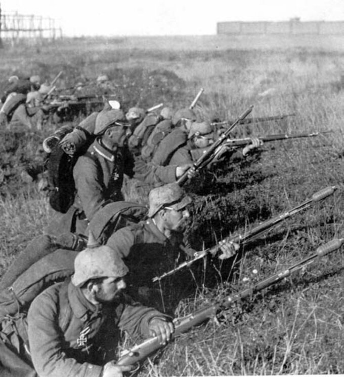 Niemieccy żołnierze w czasie bitwy nad Marną (1914)