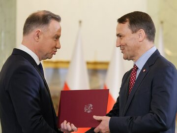 Prezydent Andrzej Duda i&nbsp;szef MSZ Radosław Sikorski