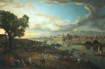 Widok Warszawy od&nbsp;strony Pragi, mal. Canaletto