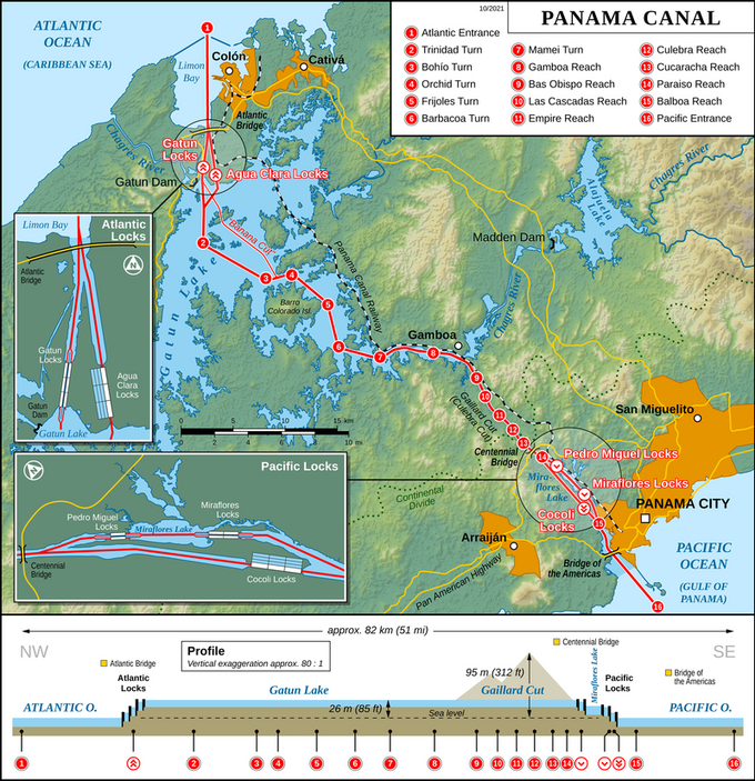 Kanał Panamski - mapa