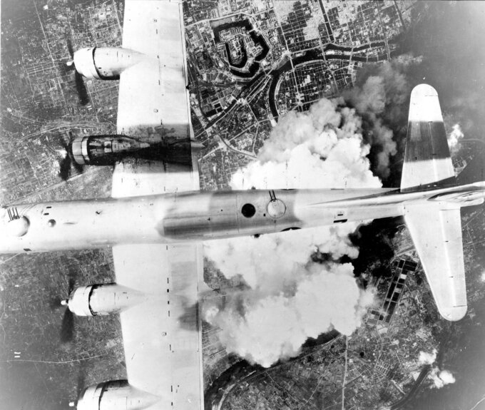 A B-29 over Osaka on June 1, 1945