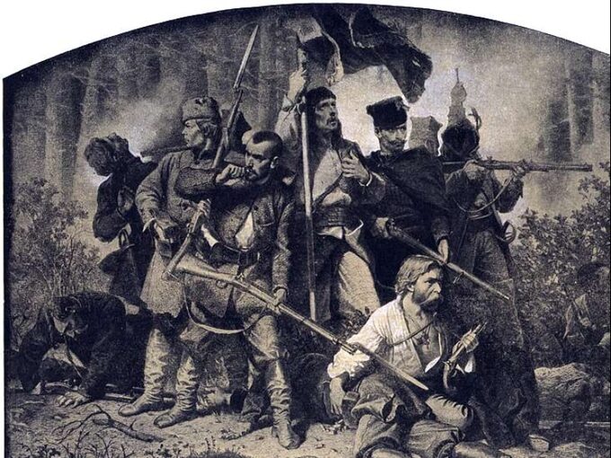 Artur Grottger, Bitwa, grafika z cyklu Polonia 1863.